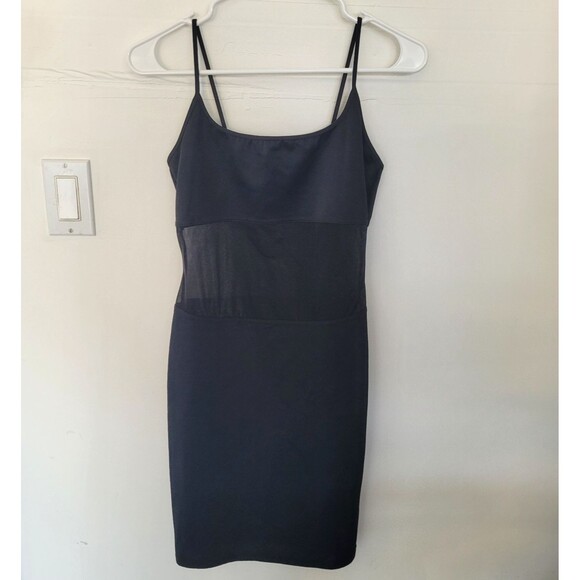 Nancy Ganz Body Slimmer Size L Mini Slip Shapewear Black Mesh Tummy Bodycon - Picture 1 of 7
